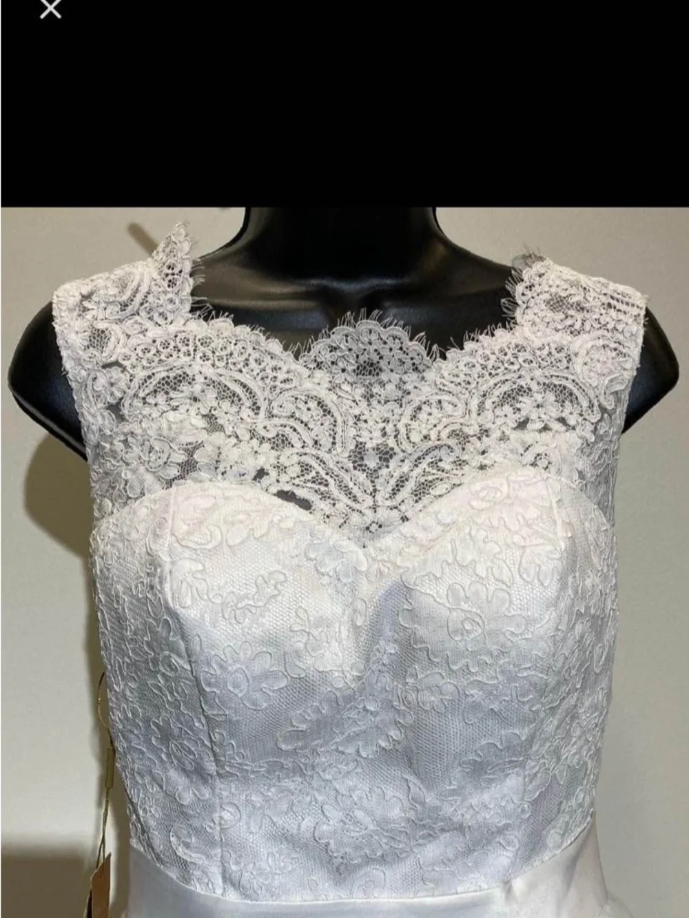White Lace Bodice Tulle Wedding Dress - Picture 5 of 9